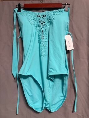Kenneth Cole Reaction Women’s Bright Blue Lace One-Piece Swimsuit